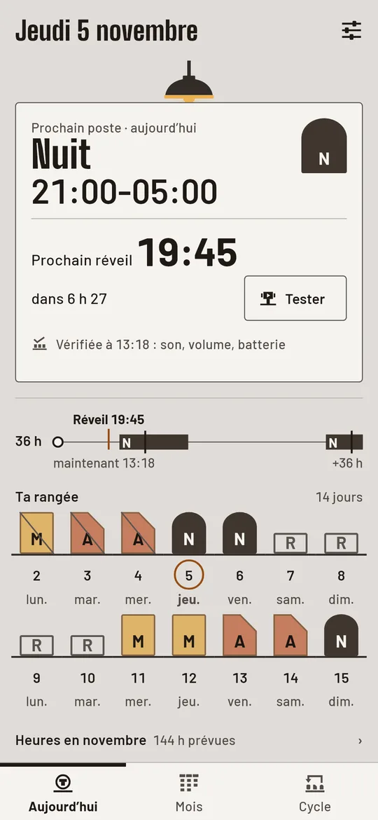 Un réveil avant chaque poste