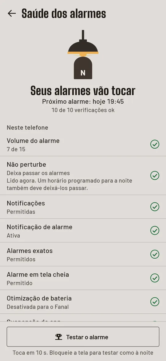 O que impediria seu alarme de tocar, em uma linha